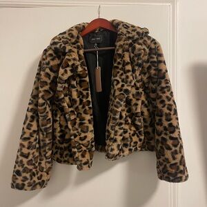 Brandy Melville Leopard Print Teddy Jacket